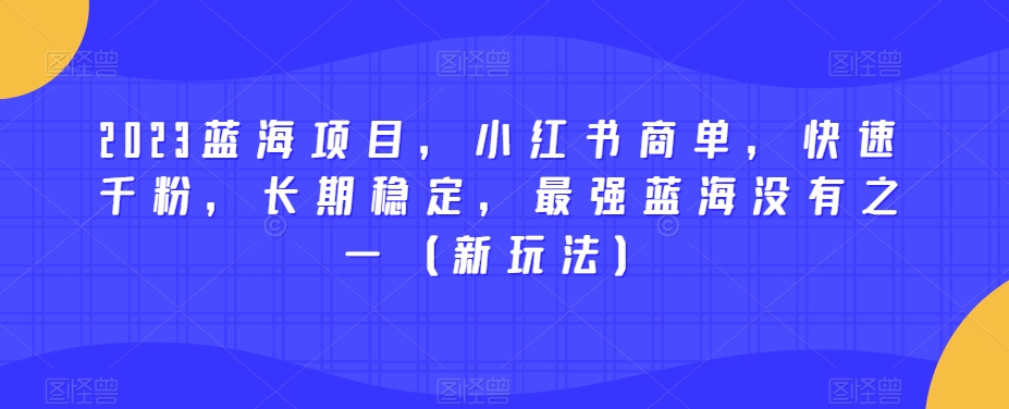 2023蓝海项目，小红书商单，快速千粉，长期稳定，最强蓝海没有之一（新玩法）天亦网独家提供-天亦资源网