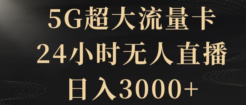 5G超大流量卡，24小时无人直播，日入3000+【揭秘】天亦网独家提供-天亦资源网