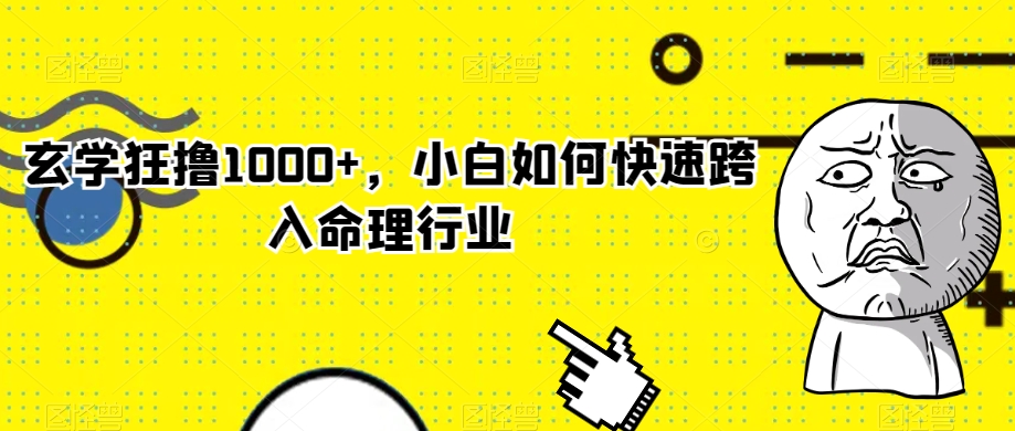 玄学狂撸1000+，小白如何快速跨入命理行业【揭秘】天亦网独家提供-天亦资源网