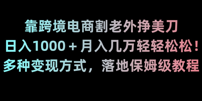 靠跨境电商割老外挣美刀，日入1000＋月入几万轻轻松松！多种变现方式，落地保姆级教程【揭秘】天亦网独家提供-天亦资源网