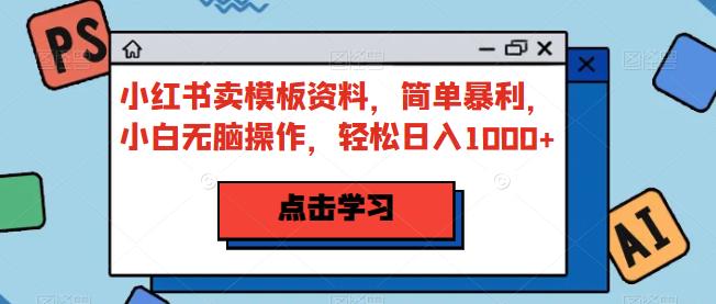 小红书卖模板资料，简单暴利，小白无脑操作，轻松日入1000+【揭秘】天亦网独家提供-天亦资源网