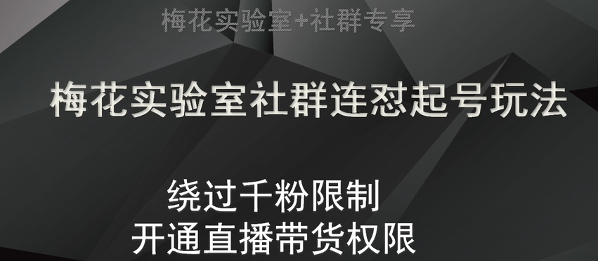 梅花实验室社群连怼起号玩法，视频号绕过千粉限制，开通直播带货权限【揭秘】天亦网独家提供-天亦资源网