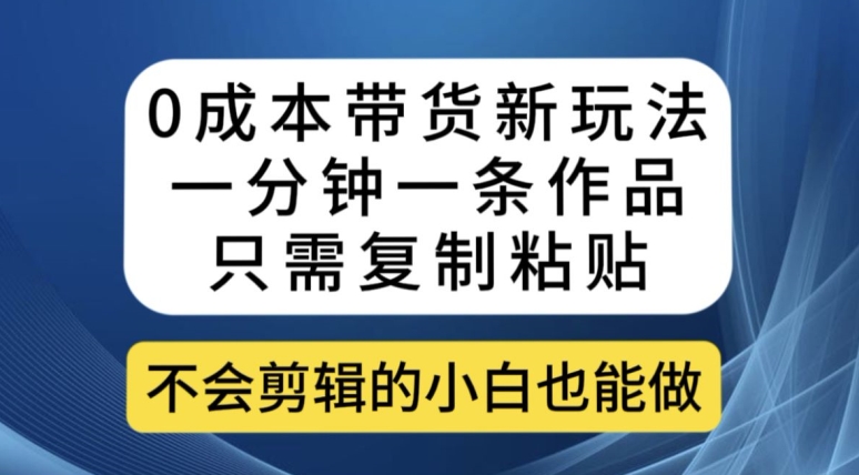 0成本带货新玩法，一分钟一条作品，只需复制粘贴就可以做天亦网独家提供-天亦资源网