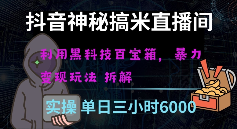 抖音神秘直播间黑科技日入四位数及格暴力项目全方位解读【揭秘】天亦网独家提供-天亦资源网