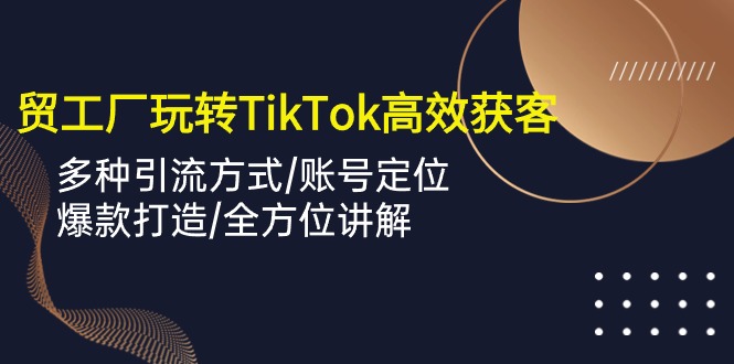 （10302期）外贸工厂玩转TikTok高效获客，多种引流方式/账号定位/爆款打造/全方位讲解天亦网独家提供-天亦资源网