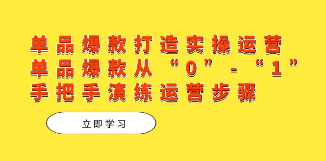 （7488期）单品爆款打造实操运营，单品爆款从“0”-“1”手把手演练运营步骤天亦网独家提供-天亦资源网