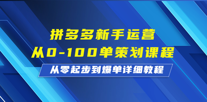 （6920期）拼多多新手运营从0-100单策划课程，从零起步到爆单详细教程天亦网独家提供-天亦资源网