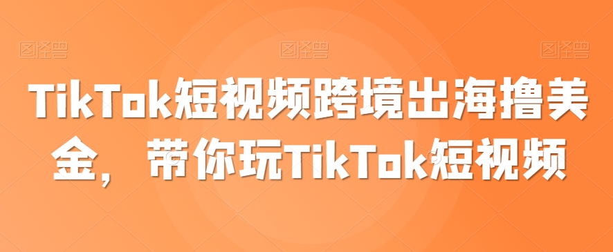 TikTok短视频跨境出海撸美金，带你玩TikTok短视频天亦网独家提供-天亦资源网