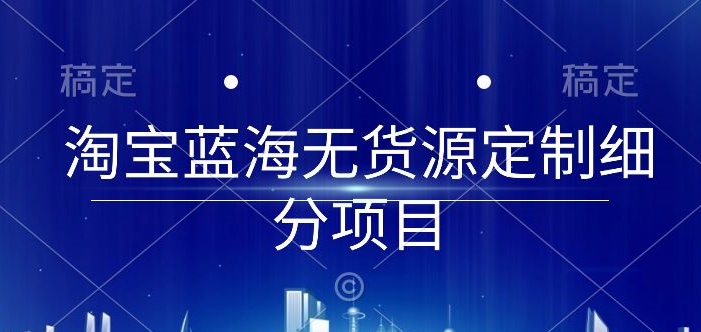 淘宝蓝海无货源定制细分项目，从0到起店实操全流程天亦网独家提供-天亦资源网