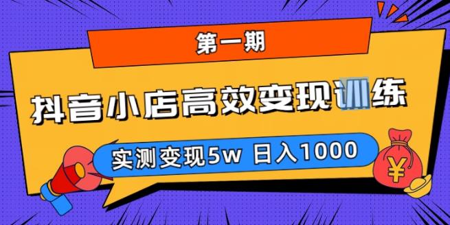 抖音小店高效变现训练营（第一期）,实测变现5w，日入1000【揭秘】天亦网独家提供-天亦资源网