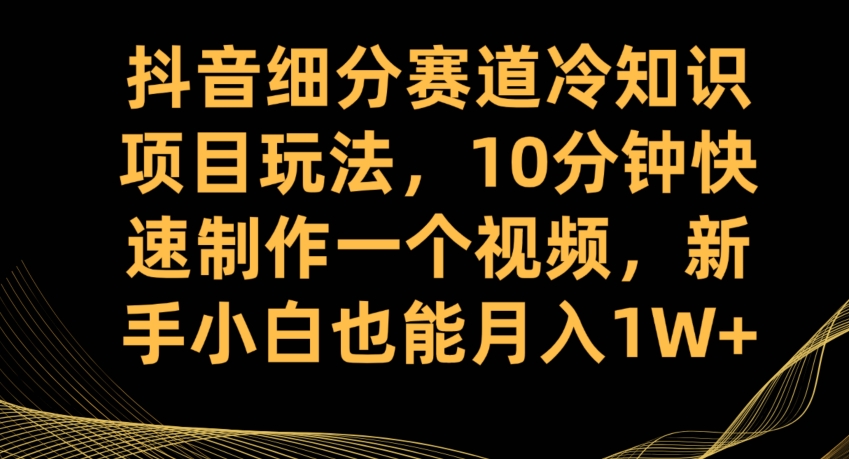 抖音细分赛道冷知识项目玩法，10分钟快速制作一个视频，新手小白也能月入1W+【揭秘】天亦网独家提供-天亦资源网