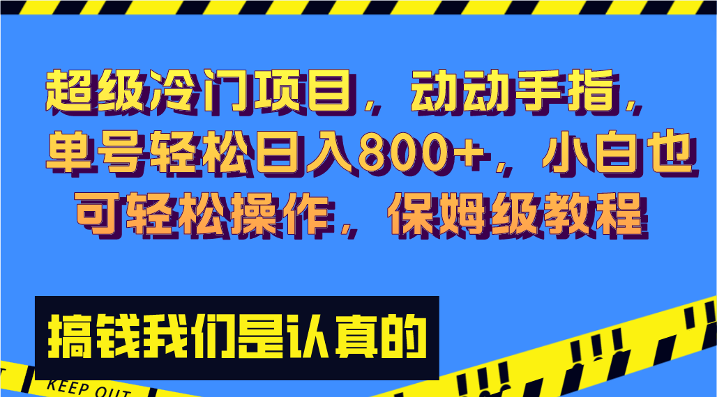 （8205期）超级冷门项目,动动手指，单号轻松日入800+，小白也可轻松操作，保姆级教程天亦网独家提供-天亦资源网