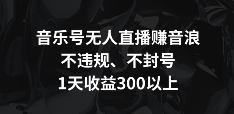 音乐号无人直播赚音浪，不违规、不封号，1天收益300+天亦网独家提供-天亦资源网