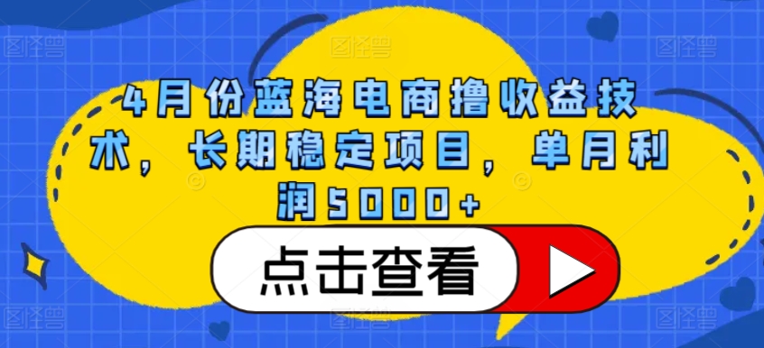 4月份蓝海电商撸收益技术，长期稳定项目，单月利润5000+天亦网独家提供-天亦资源网