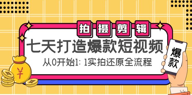 （4432期）七天打造爆款短视频：拍摄+剪辑实操，从0开始1:1实拍还原实操全流程天亦网独家提供-天亦资源网