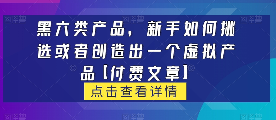 黑六类虚拟产品，新手如何挑选或者创造出一个虚拟产品【付费文章】天亦网独家提供-天亦资源网