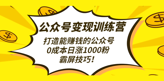 （4585期）公众号变现训练营（第3期）打造能赚钱的公众号，0成本日涨1000粉，霸屏技巧天亦网独家提供-天亦资源网