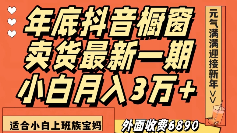 外面收费6890元年底抖音橱窗卖货最新一期，小白月入3万，适合小白上班族宝妈【揭秘】天亦网独家提供-天亦资源网