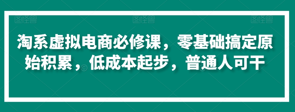 淘系虚拟电商必修课，零基础搞定原始积累，低成本起步，普通人可干天亦网独家提供-天亦资源网