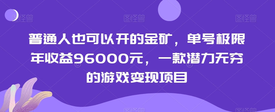 普通人也可以开的金矿，单号极限年收益96000元，一款潜力无穷的游戏变现项目【揭秘】天亦网独家提供-天亦资源网