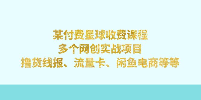 （7199期）某付费星球课程：多个网创实战项目，撸货线报、流量卡、闲鱼电商等等天亦网独家提供-天亦资源网