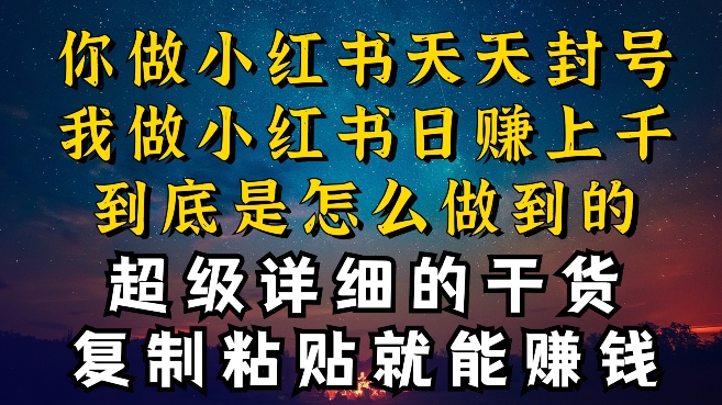 都知道小红书能引流私域变现，可为什么我能一天引流几十人变现上千，但你却频频封号违规被限流天亦网独家提供-天亦资源网