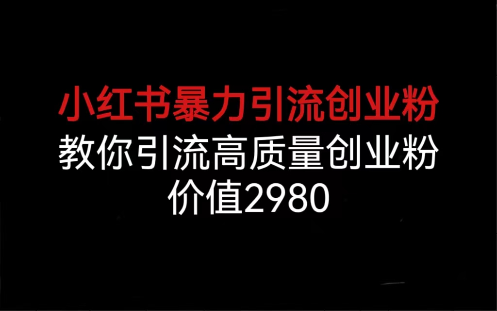 （6779期）小红书暴力引流创业粉，教你引流高质量创业粉，价值2980天亦网独家提供-天亦资源网