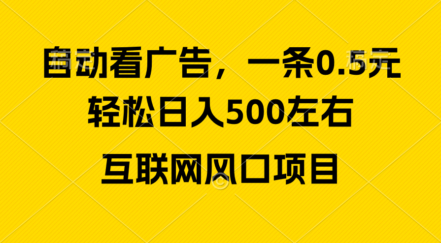 （10306期）广告收益风口，轻松日入500+，新手小白秒上手，互联网风口项目天亦网独家提供-天亦资源网