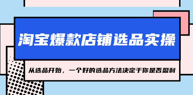 （5240期）淘宝爆款店铺选品实操，2023从选品开始，一个好的选品方法决定于你是否盈利天亦网独家提供-天亦资源网