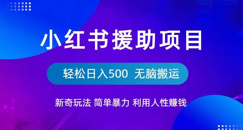 小红书援助项目新奇玩法，简单暴力，无脑搬运轻松日入500【揭秘】天亦网独家提供-天亦资源网