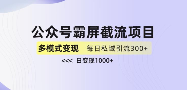 公众号霸屏截流项目+私域多渠道变现玩法，全网首发，日入1000+【揭秘】天亦网独家提供-天亦资源网