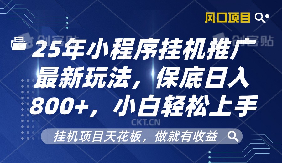 2025年小程序挂机推广最新玩法，保底日入800+，小白轻松上手天亦网独家提供-天亦资源网