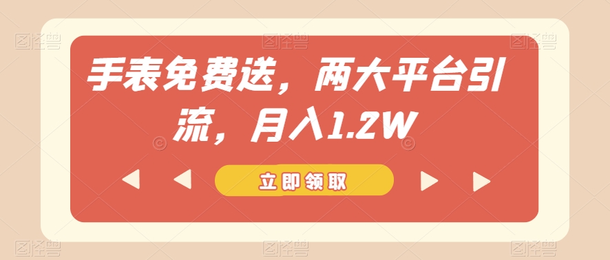 手表免费送，两大平台引流，月入1.2W【揭秘】天亦网独家提供-天亦资源网