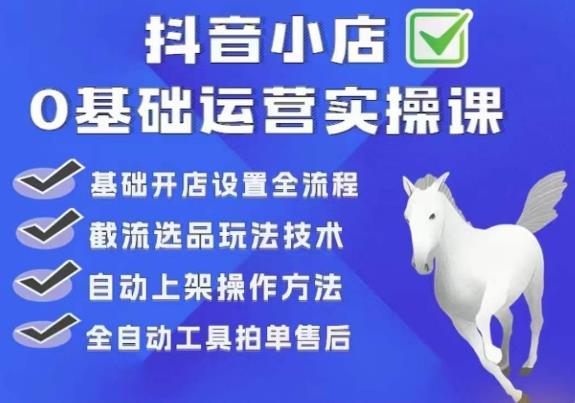 白马电商·0基础抖店运营实操课，基础开店设置全流程，截流选品玩法技术天亦网独家提供-天亦资源网