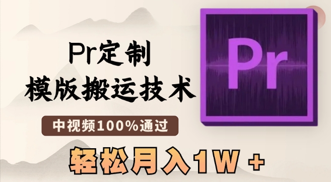 最新Pr定制模版搬运技术，中视频100%通过，几分钟一条视频，轻松月入1W＋天亦网独家提供-天亦资源网