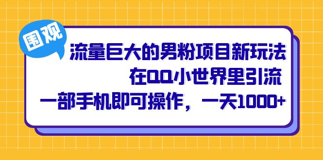 （6845期）流量巨大的男粉项目新玩法，在QQ小世界里引流 一部手机即可操作，一天1000+天亦网独家提供-天亦资源网