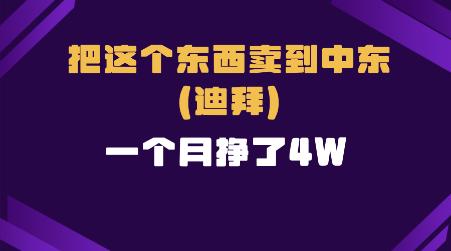 （13740期）跨境电商一个人在家把货卖到迪拜，暴力项目拆解天亦网独家提供-天亦资源网