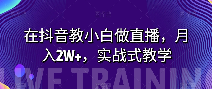 在抖音教小白做直播，月入2W+，实战式教学【揭秘】天亦网独家提供-天亦资源网