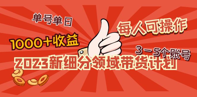 （4827期）2023新细分领域带货计划：单号单日1000+收益不难，每人可操作3-5个账号天亦网独家提供-天亦资源网