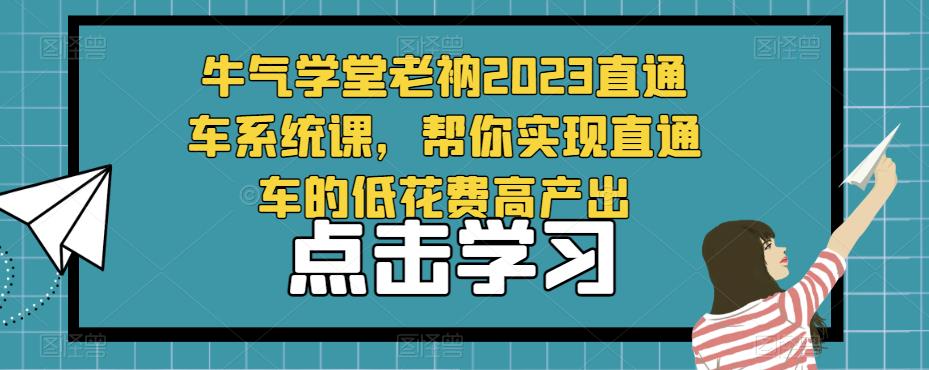 牛气学堂老衲2023直通车系统课，帮你实现直通车的低花费高产出天亦网独家提供-天亦资源网