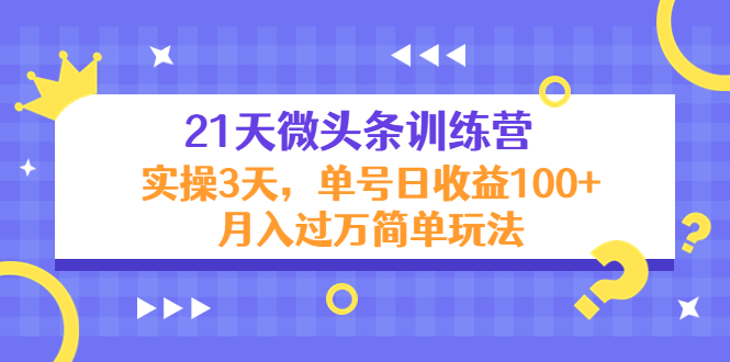 （4324期）21天微头条训练营，实操3天，单号日收益100+月入过万简单玩法天亦网独家提供-天亦资源网