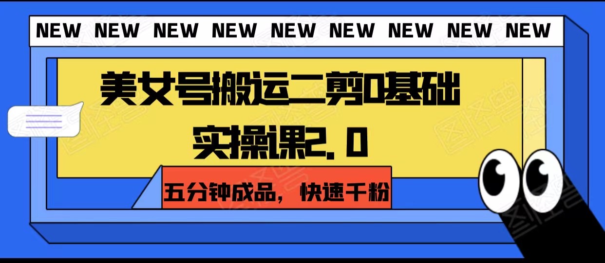 美女号搬运二剪0基础实操课2.0，五分钟成品，快速千粉天亦网独家提供-天亦资源网