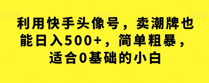 利用快手头像号，卖潮牌也能日入500+，简单粗暴，适合0基础的小白【揭秘】天亦网独家提供-天亦资源网