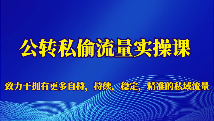 公转私偷流量实操课，致力于拥有更多自持，持续，稳定，精准的私域流量天亦网独家提供-天亦资源网