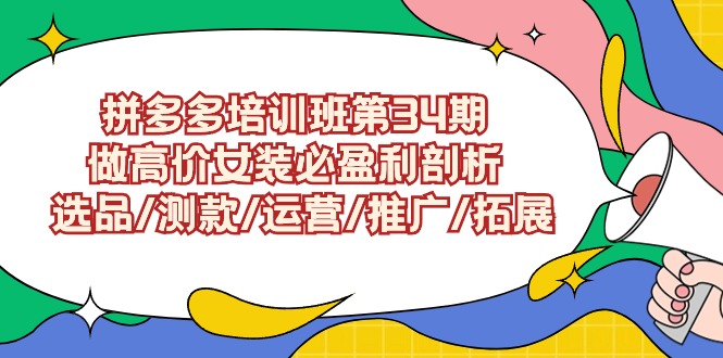 拼多多培训班第34期：做高价女装必盈利剖析 选品/测款/运营/推广/拓展天亦网独家提供-天亦资源网