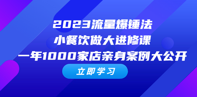 （6485期）2023流量 爆锤法，小餐饮做大进修课，一年1000家店亲身案例大公开天亦网独家提供-天亦资源网