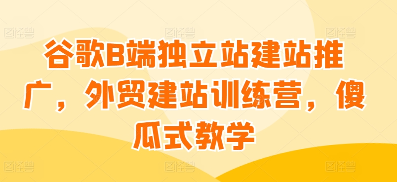 谷歌B端独立站建站推广，外贸建站训练营，傻瓜式教学天亦网独家提供-天亦资源网