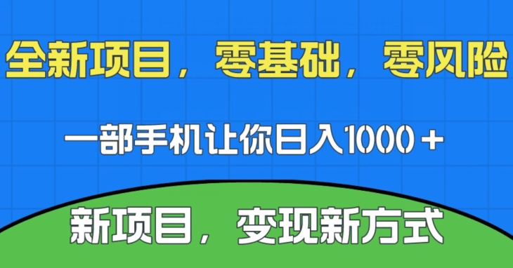 新项目，新平台，一部手机即可日入1000＋，无门槛操作【揭秘】天亦网独家提供-天亦资源网