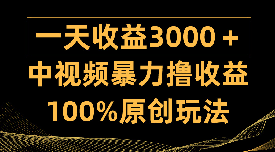 （9696期）中视频暴力撸收益，日入3000＋，100%原创玩法，小白轻松上手多种变现方式天亦网独家提供-天亦资源网