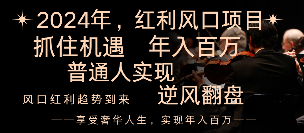 （8418期）2024红利风口项目来袭，享受第一波红利，逆风翻盘普通人也能实现，年入百万天亦网独家提供-天亦资源网